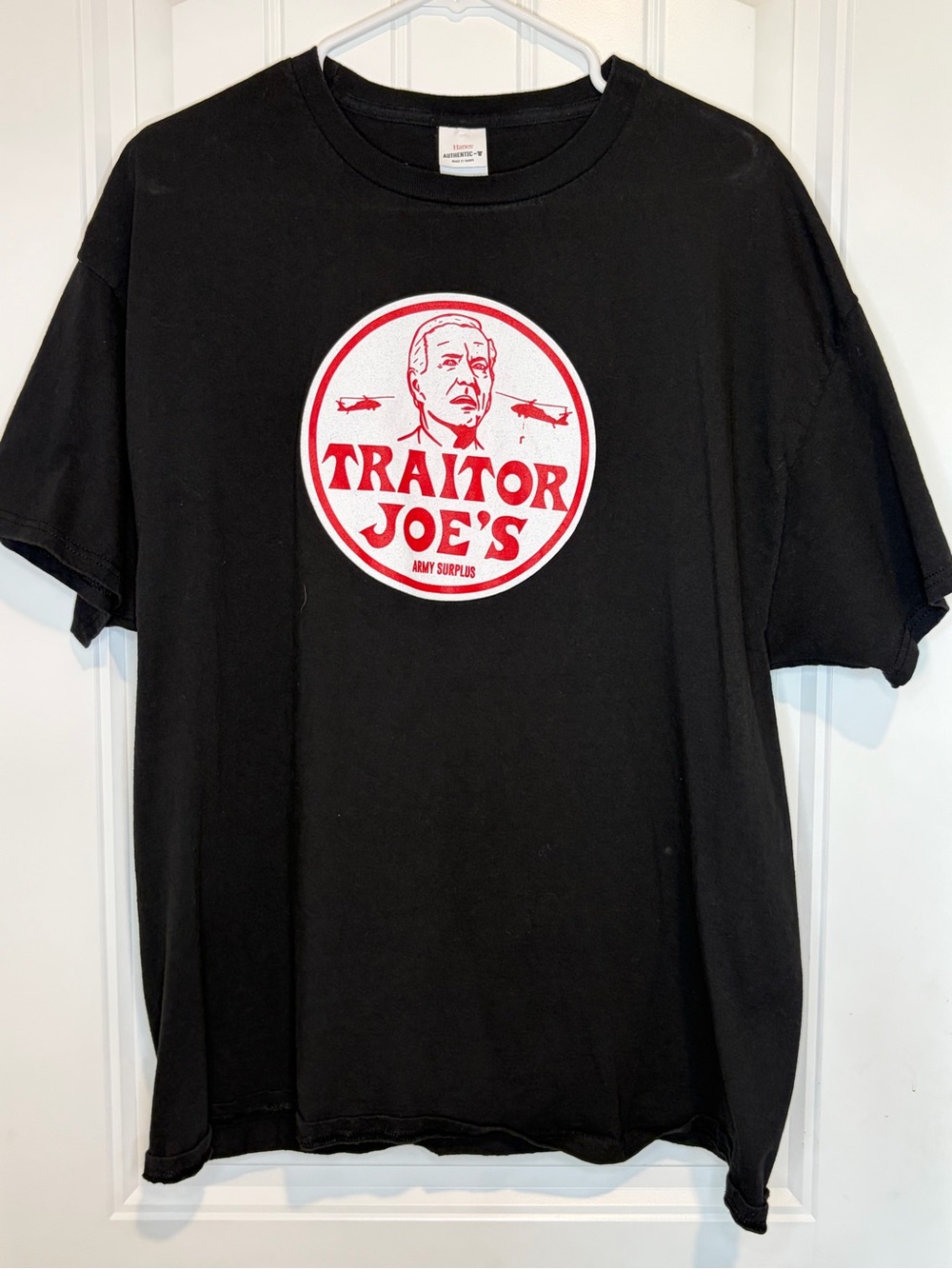 Hanes Black Short-Sleeve Tee with Red Chest Graphic
